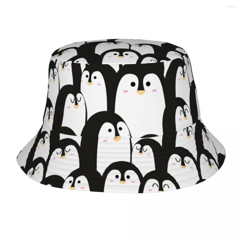 

Berets Fashion Cute Animal With Penguin Black And White Bob Hats Unisex Foldable Outdoor Sports Fishing Beach Hatwear
