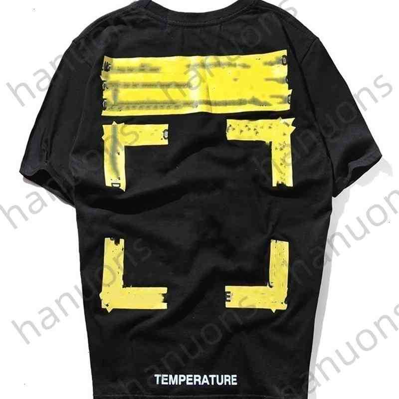 

Men's T-shirts Off T-shirts Offs White Yellow Warning Strip Printing Student Couple Loose Short T-shirt Fashion Printed x the Back YX99, 11