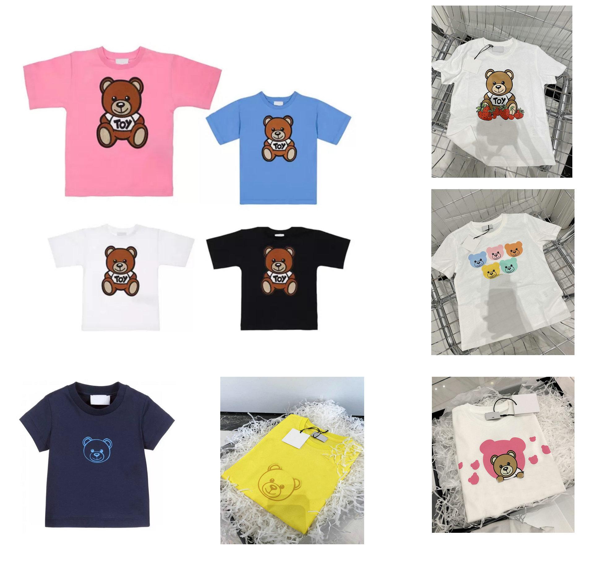 

14 colors Kids designer bear T-shirts Tees Tops Baby Boys Girls M Letters Printed Tshirts Fashion Breathable Children Clothing, 13