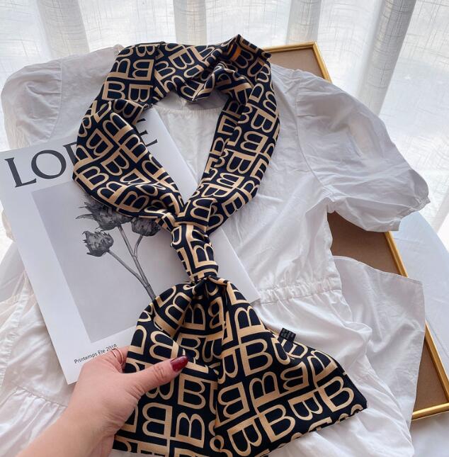 

14style Design Fashion Letters Leopard Print Imitate Silk Scarf Headband for Women Long Handle Bag Scarves Shoulder Tote Luggage Ribbon Head Wrap 150-15cm