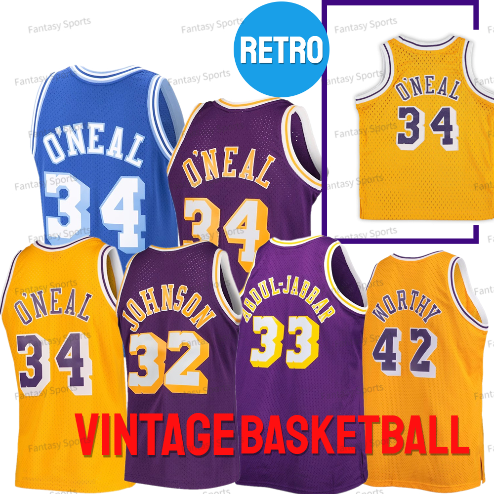 

Vintage Johnson Chamberlain Basketball Jersey Shaq Shaquille 34 O Neal 24 73 13 32 Yellow Mens Basketball Jerseys Stitched Throwback, Men jersey