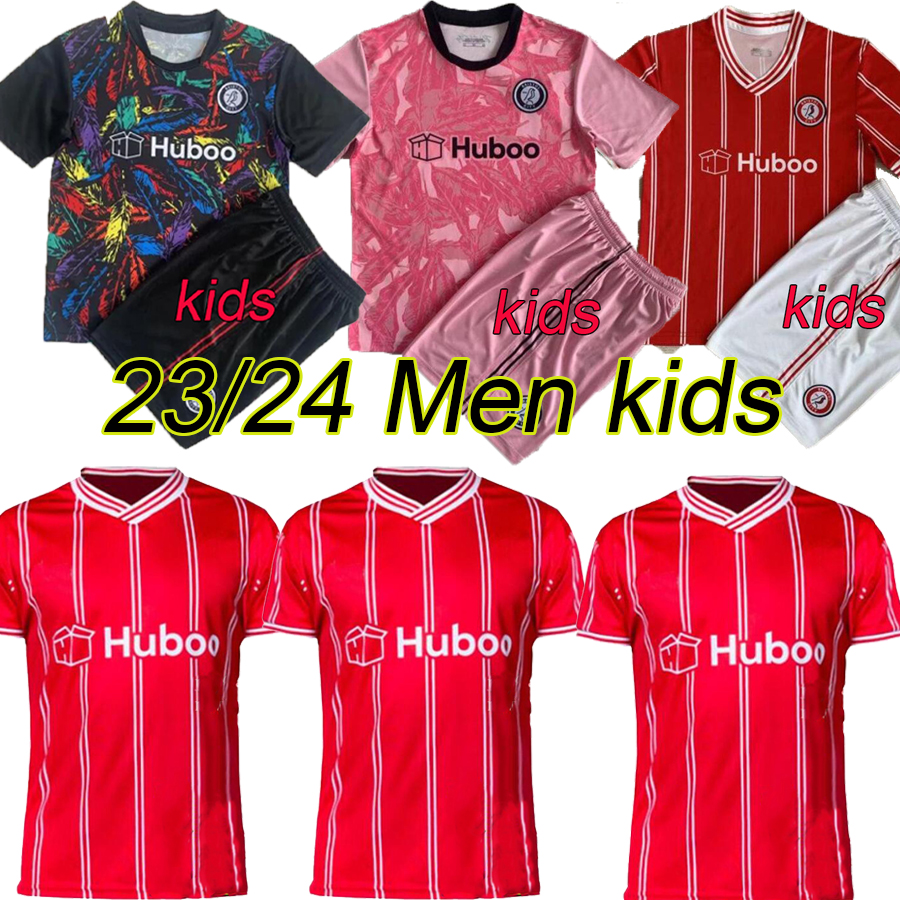 

2023 2024 Bristol City soccer jerseys men's kids Kits PATERSON WELLS SEMENYO MARTIN WEIMANN Home Red football shirts MAWSON KALAS MASSENGO Away Black Uniforms, Orange