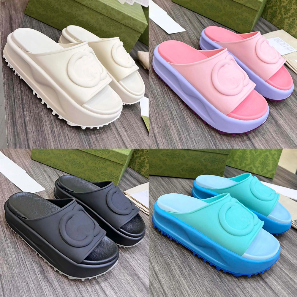 

2023 sandal slipper Internet celebrity burst solid color flat heels leisure thickened outside wear stepping on poop feeling increased 5 cm cake slippers