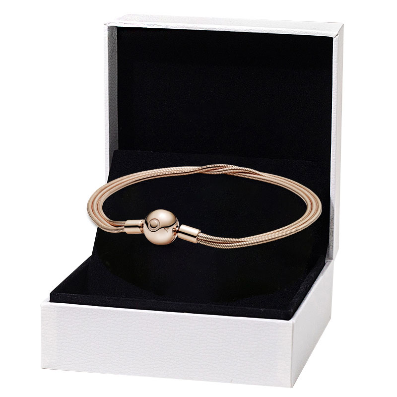 

Rose Gold Multi Snake Chain Bracelet for Pandora 925 Sterling Silver Hand chain Wedding Jewelry For Women Girlfriend Gift designer Bracelets with Original Box Set