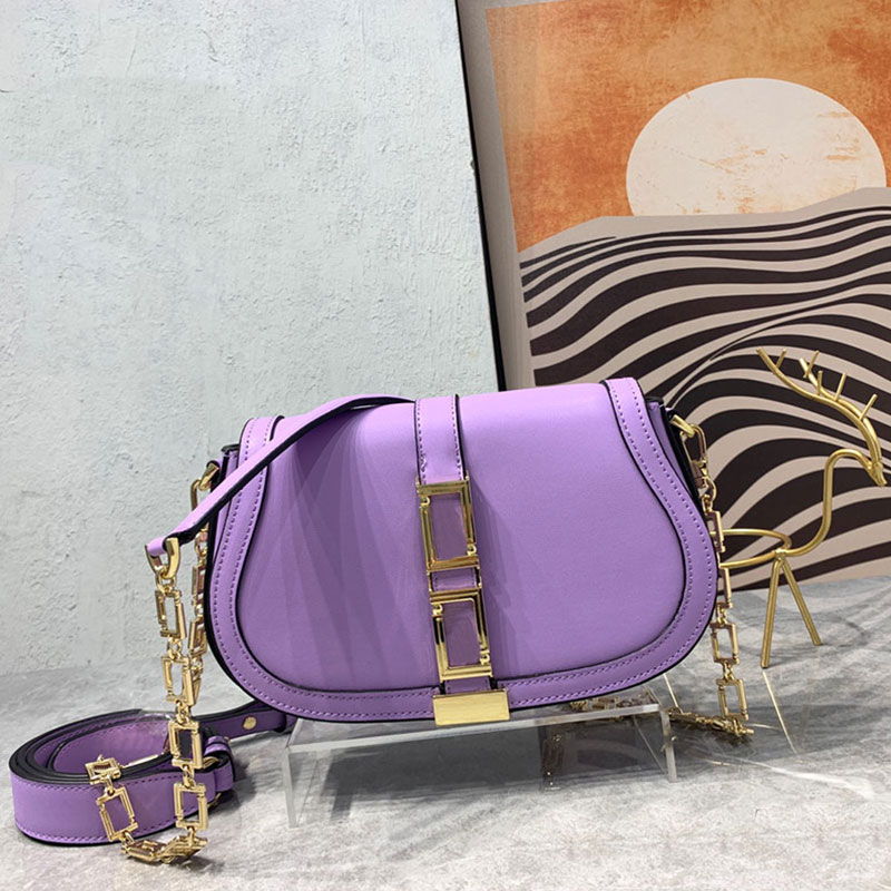 

Women Crossbody Bag Handbags Genuine Leather Fashion Letter Chain Shoulder Bags Flap Magnetic Buckle Inside Pocket Removable Leather Strap Clutch Purse