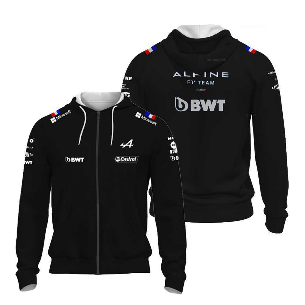 

2023 New F1 Jacket Hoodie Official Sale Racing Sports Zipper Shirt Men's Women's Formula One Alpine F1 Team Alonso Blue Hood