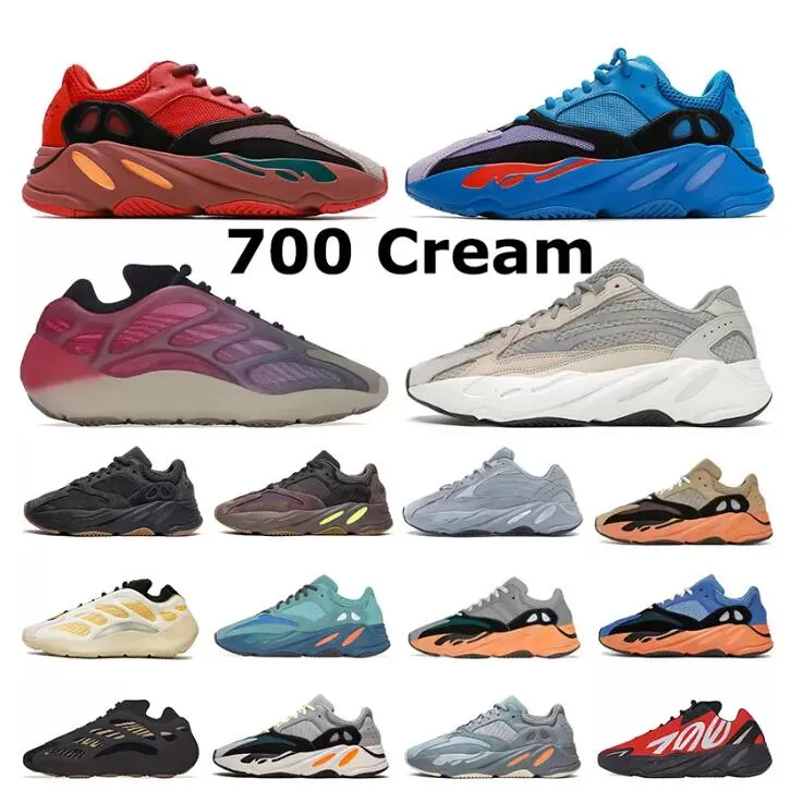 

700 V1 V2 V3 Wave Running Shoes Casual Shoes Top quality Solid Grey Cream Sunshine Fuchsia Blue Washed Orange Enflame Amber 700s Women's Sneakers 36-46, 40