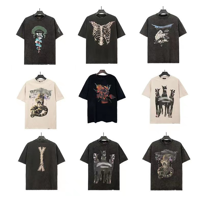 

REPR Plus Tees Trend High Street Doberman Viper Print wash to do old vintage short sleeve T-shirt for men and women Streetwear Pullover Sweatshirts Plus Size -XL