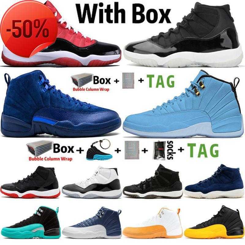 

With 2022 Box Jumpman 11 11s 25th Anniversary Concord 45 Mens Basketball Shoes 12 12s Deep Royal Blue UNC Michigan Women Trainers Sport