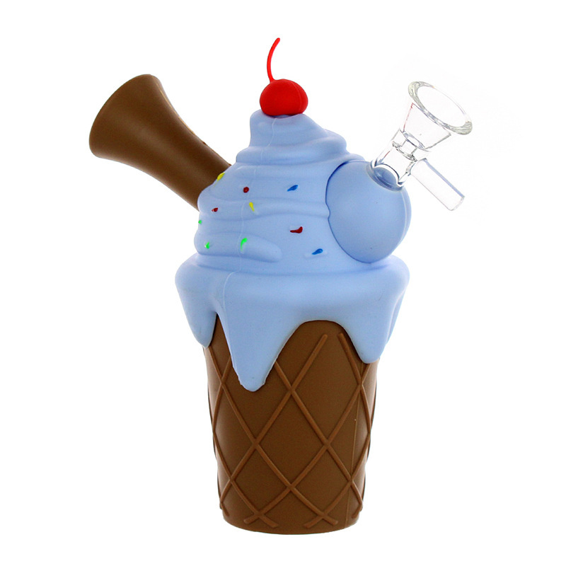 Big Ice Cream Silicone Cigarette Bong Pipe Colored Cigarette Pipe Silicone Water Cigarette Bottle Glass Bowl Cigarette Bottle-image-851944641