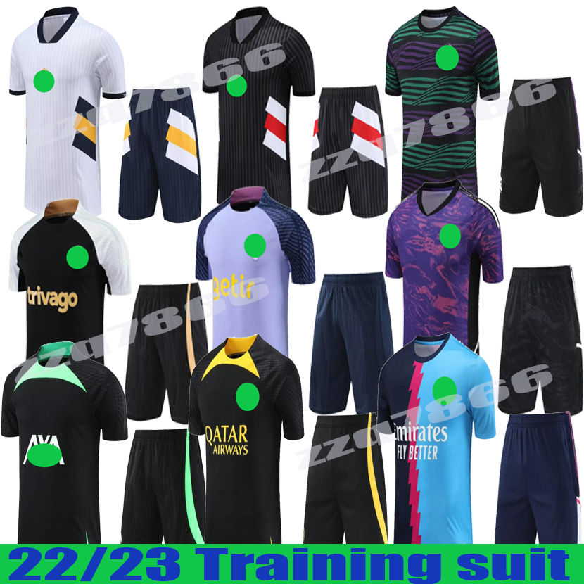 

2023 Pregame Training RASHFORD SERGIO RAMOS BENZEMA MOUNT Soccer Jerseys RICHARLISON MARTINELLI MODRIC Short sleeve suit Football Training uniform, Black