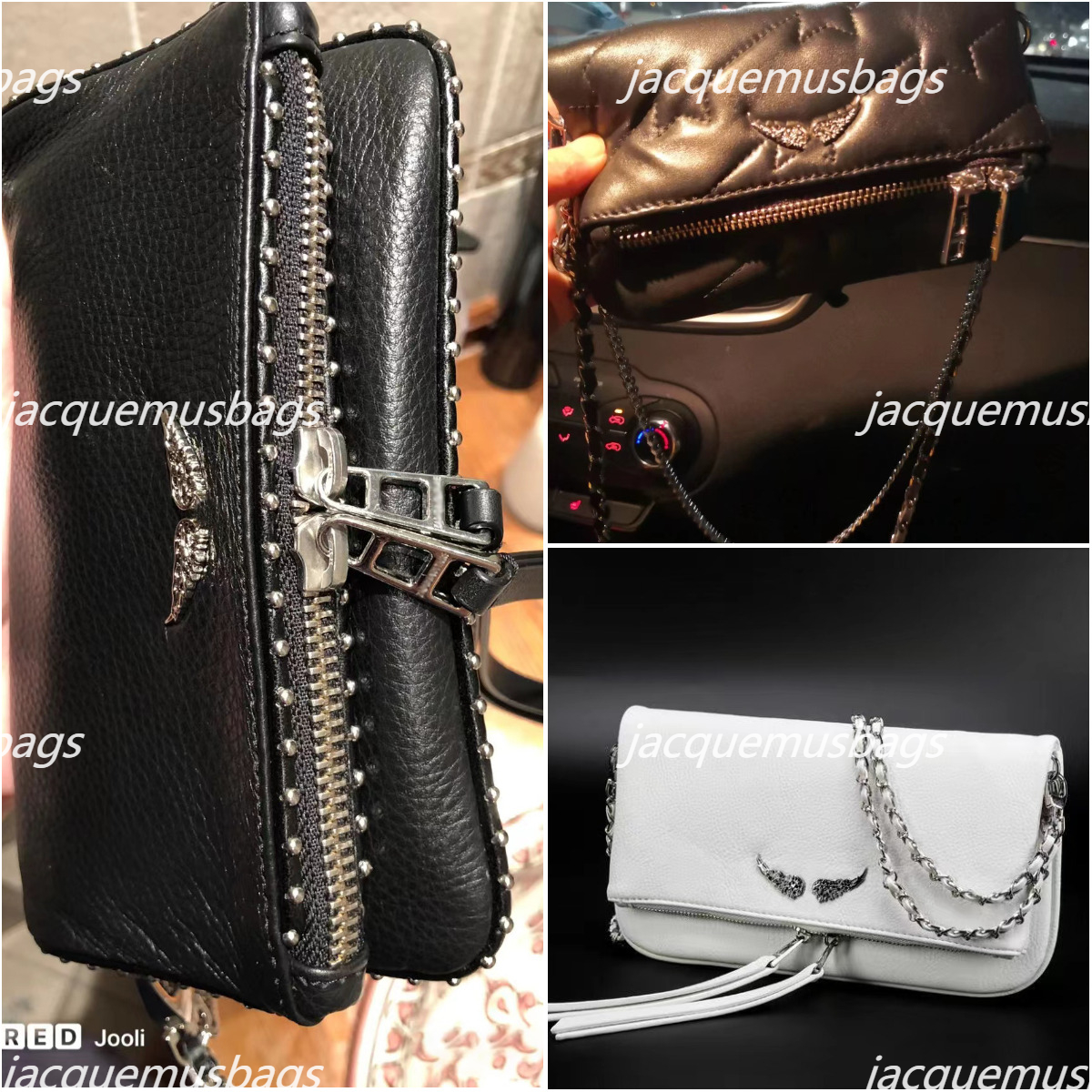 

Women Zadig Bag Designer Luxury Wings ZV Diamond Angel Wings Plain Et Voltaire Sheepskin Leather Chain Shoulder Crossbody Purse Patchwork Clutch Handbag, Color 1