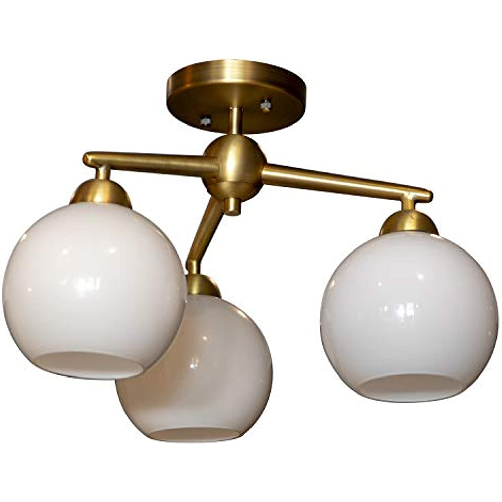 

Decor Therapy Michael Milk Glass 3-Light Semi Flush Mount Ceiling Light, Antique Brass