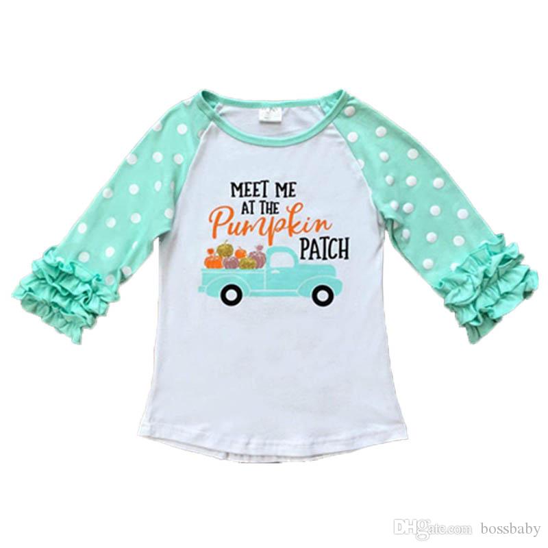 

Kids Girls T-shirts Baby Christmas Halloween Thanksgiving Unicorn Turkey Pumpkin Letter Striped Dots Ruffle Sleeve 28 Tops 12M-7T, Remark or mixed color