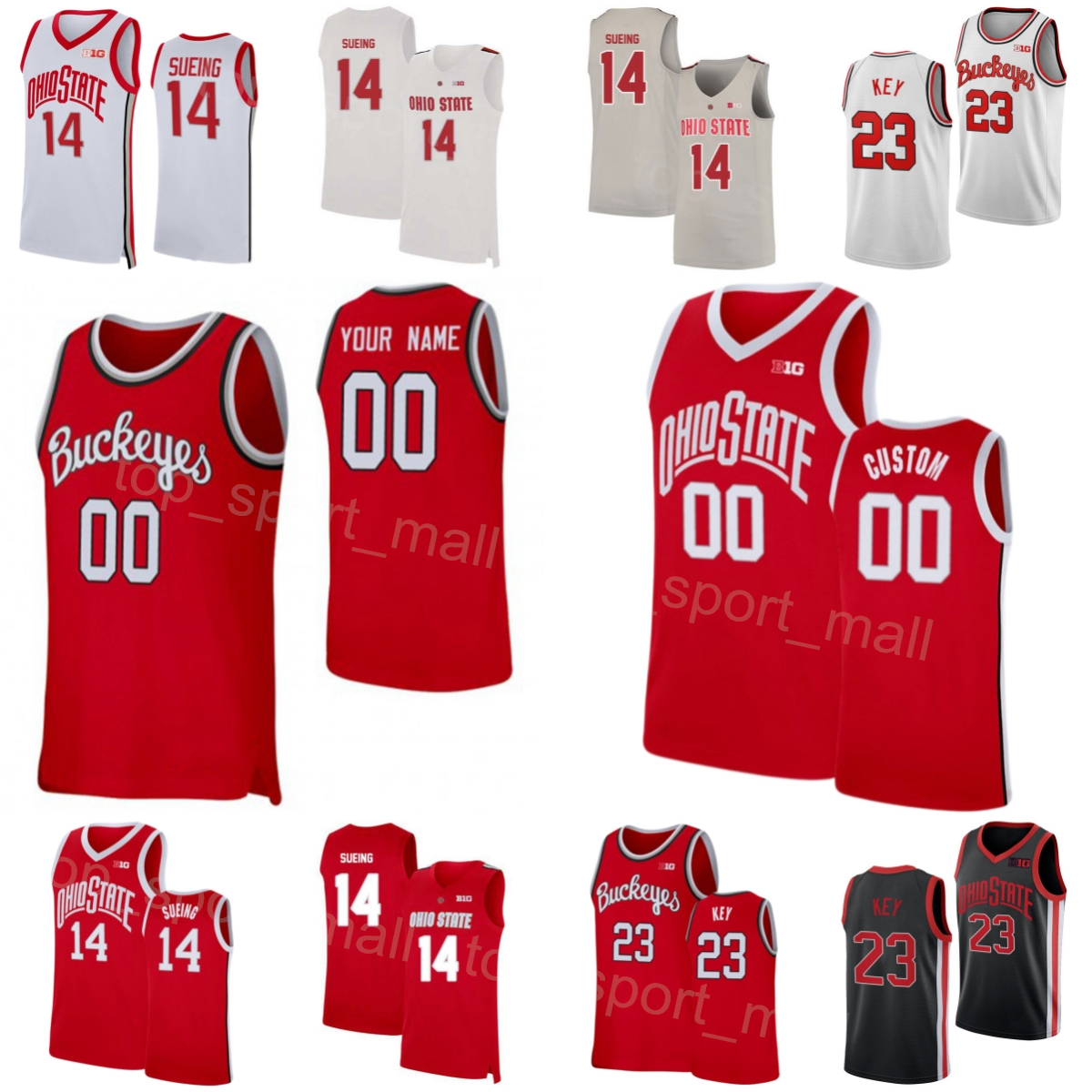 

College Basketball Ohio State Buckeyes Jersey 10 Brice Sensabaugh 14 Justice Sueing 23 Zed Key 2 Bruce Thornton 4 Sean McNeil 13 Isaac Likekele University Team NCAA, Grey