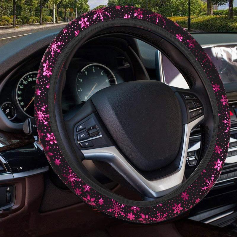 

Steering Wheel Covers Soft Elastic Car Snowflake Decor Cover Universal Fit 37-38cm