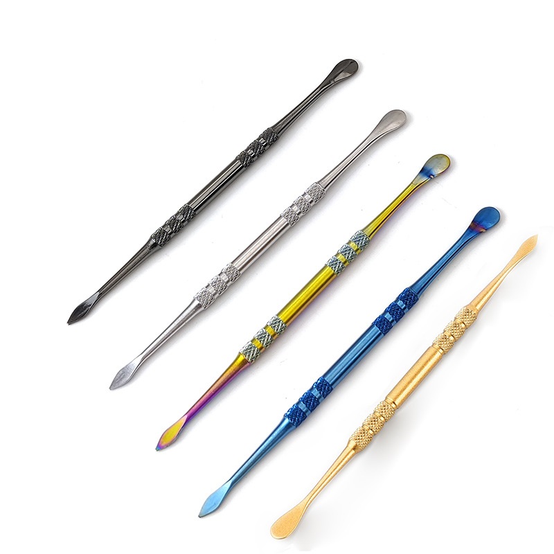 

Double-headed Stainless Steel Pipe fork 4 Colors Smoke Oil Spoon Electronic Cigarette Tobacco Accessories Cleaning