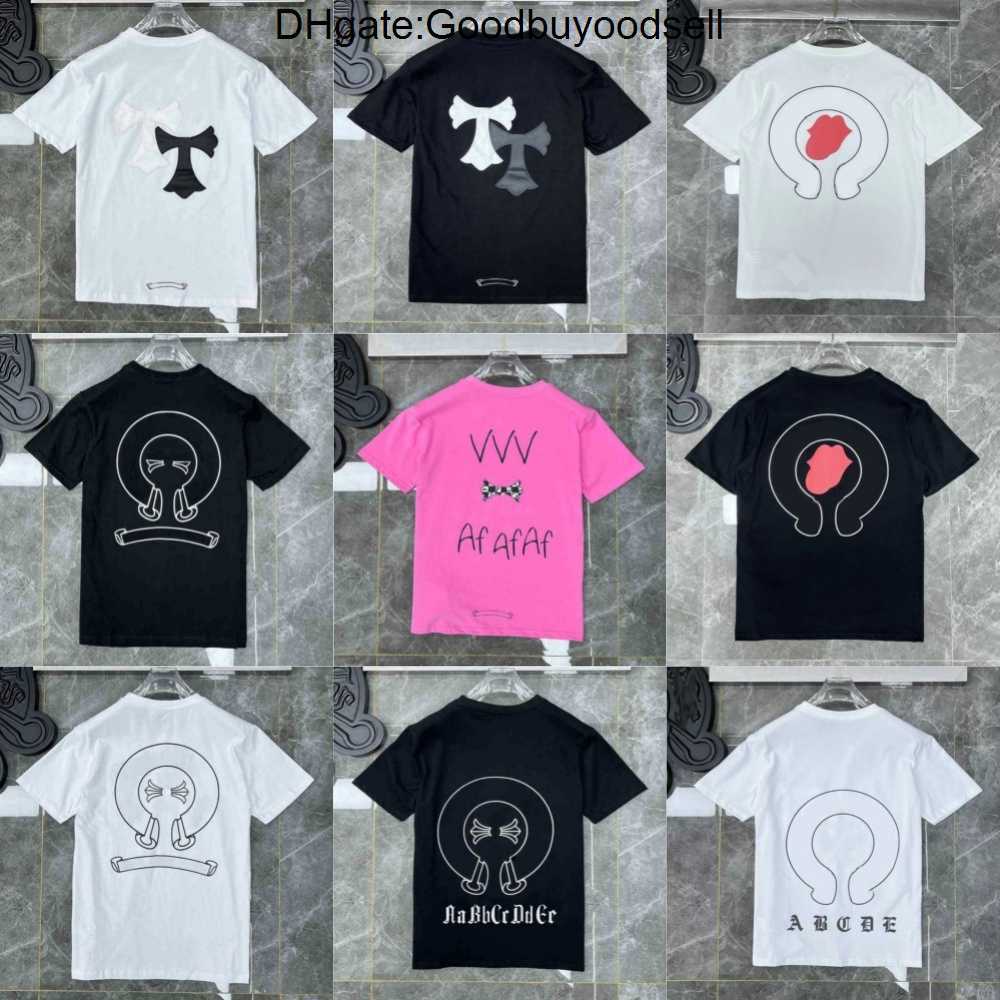 

Fashion Mens Classic t Shirts Brand Top T-shirts Ch White Short Sweater Casual Embossed Letter Horseshoe Sanskrit Cross Pattern Designers Y5VV, 17