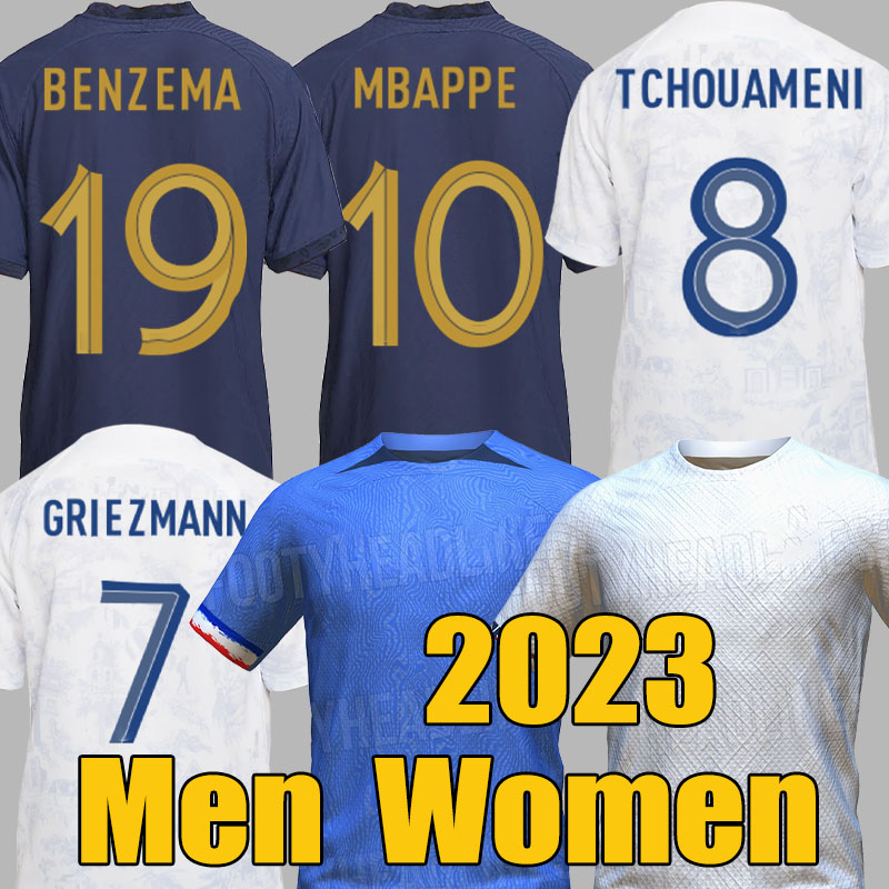 

2022 2023 French men women Soccer Jerseys BENZEMA MBAPPE GRIEZMANN KANTE GIROUD homme enfant Femme 22 23 kids kit set Maillots de Football shirts, 2023 women away