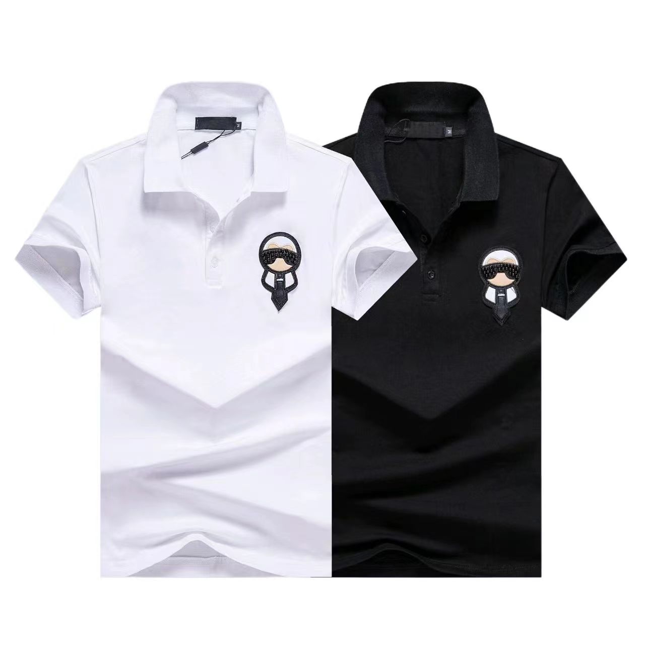 

designer polo shirt polo tops t shirt tees embroidery short sleeved shirts for men tshirts designer polo harts summer Lapel button Clothes cotton couple top, White