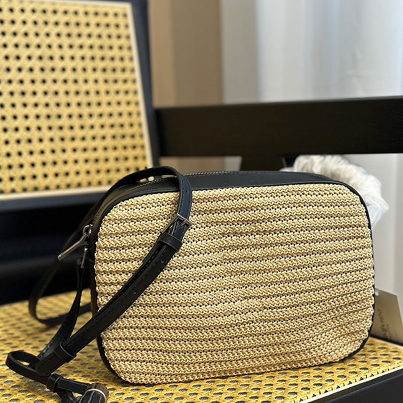 

Crossbody Camera Bag Summer Handbags Purse Lafite Grass Fashion Letters Leather Strap Zipper Closure Women Shoulder Bags 24cm
