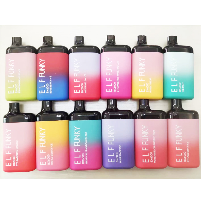 

Original Elf Funky BX6000 Puff Vapes Disposable E cigarettes Puff 6000 Vape Pen 14ml Prefilled Mesh Coil Cartridges Pod 650mAh Rechargeable Battery Vaporizer