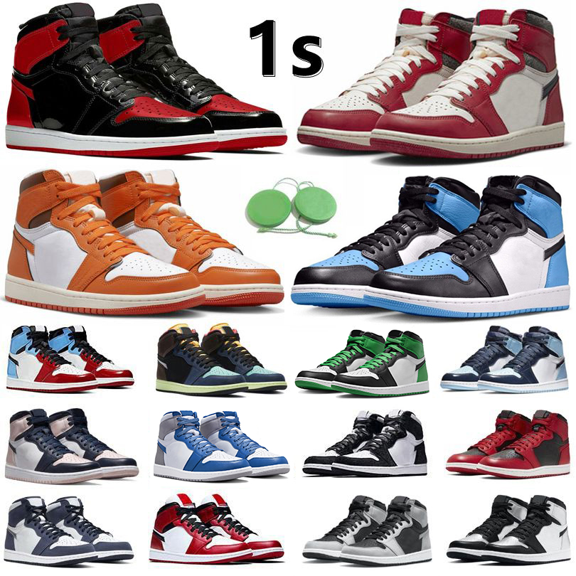 

1 1s UNC Toe Mens Basketball Shoes Sneaker Lost Found Gorge Lucky Green StarFish Bred Patent Dark Mocha Grey Fog True Blue Shadow Men Women Trainers Sports Sneakers, Color#33