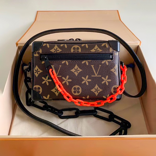 

classic old flower Embossed clutch tote bag Mini soft trunk Luxury box M44735 womens mans Designer purse fashion handbags Genuine Leather crossbody chains bags hobo, Mon0gram orange chain