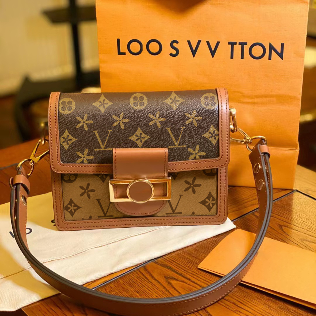 

Women 2 Size viutonity DAUPHINE Brown flower bag M45958 M45959 luxury tote handbag Man clutch flap crossbody designer gold chain Hobo Shoulder bag Mail package purse, Mon0gram