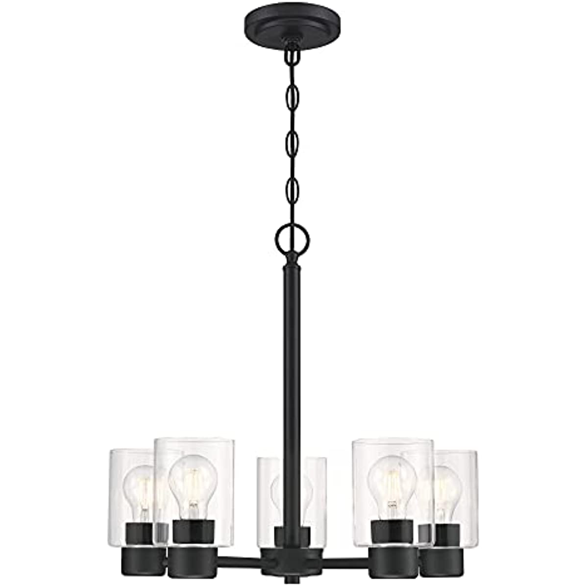 

Sylvestre Transitional Five-Light Indoor Chandelier, Matte Black Finish, Clear Glass