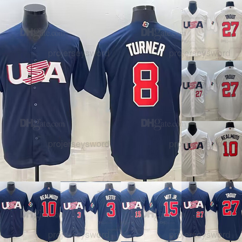 

Team USA WBC 2023 World Baseball Classic Jerseys Trea Turner Mookie Betts Jeff McNeil Tim Anderson Mike Trout Nolan Arenado Clayton Kershaw Kyle Schwarber Jerseys, Womens 2022 city connect s-xxl