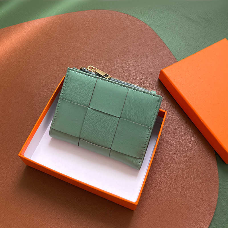 

Wallets Fashion Woven Genuine Leather Women Short Wallet Functional Bifold Coin Purse Money Bags Female Chic Small Multi Card Holders G230308, Black