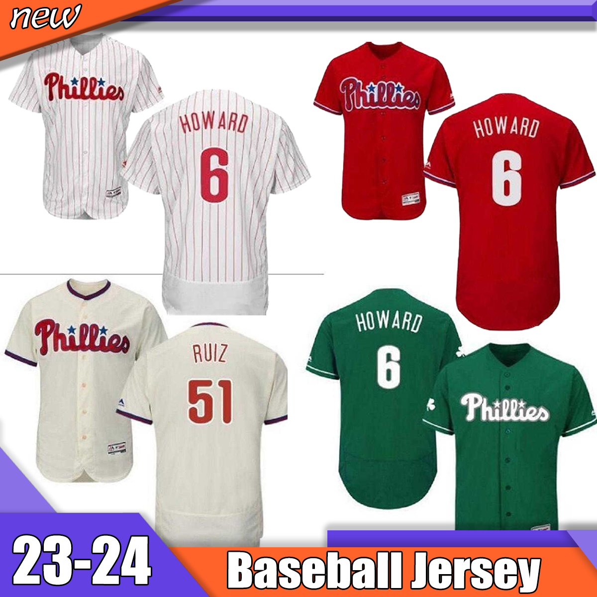 

Home Red Black Grey White Kids Baseball Jerseys Girls Men women youth Phillies Jersey #6 Ryan Howard 26 Chase Utley 51 Carlos Ruiz top thai quality, 14