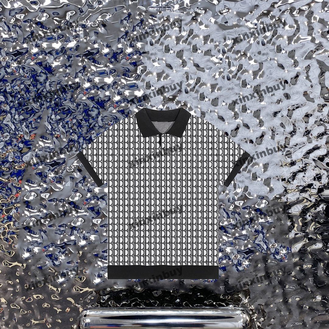 

xinxinbuy Men designer Tee t shirt 23ss letter jacquard knitted polo short sleeve cotton women Black White Gray khaki XS-XL, 01