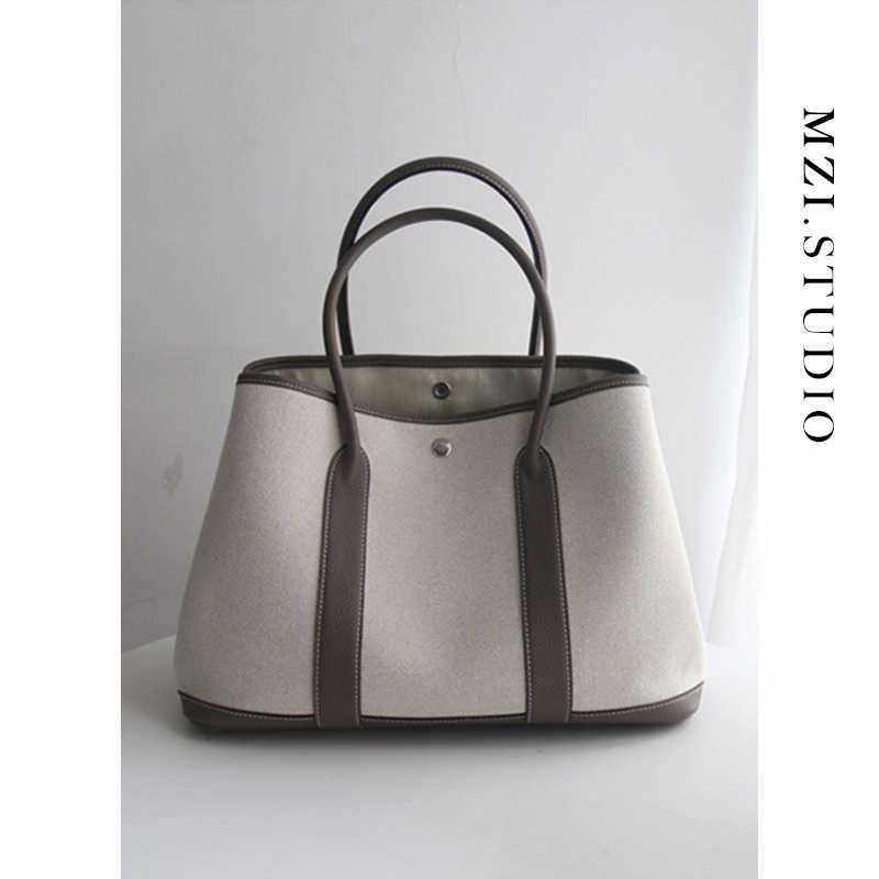 

Handbag Designer Women Garden party bag Tote Shopping Bag Leather Canvas Garden Bag 30cm Commuter Shoulder Portable Tote Bag QQ, Elephant gray 30cm in stock