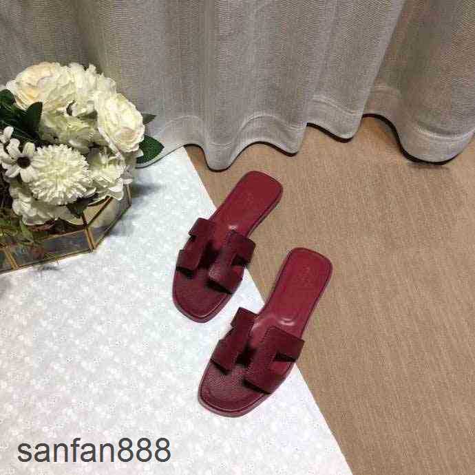 

Original Designer Hemres Slippers H Classic 2023 Genuine Leather Women Flat Flip Flops Double Chain Sandal Shoes Lady Flats Sandals Par With logo X9QX, As show #07