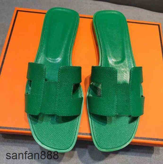 

Original Designer Hemres Slippers Women Beach Summer H Slide Legend Leather Flip Flops Sexy eels Ladies Sandales Fashion Orange Scu RX4K With logo FPUT, Color3