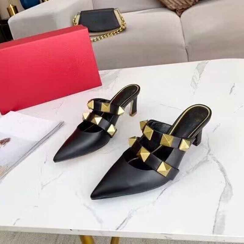

Women's leather sandals Summer fashion evening dress High heels Comfortable and beautiful Party ball shoes, Black