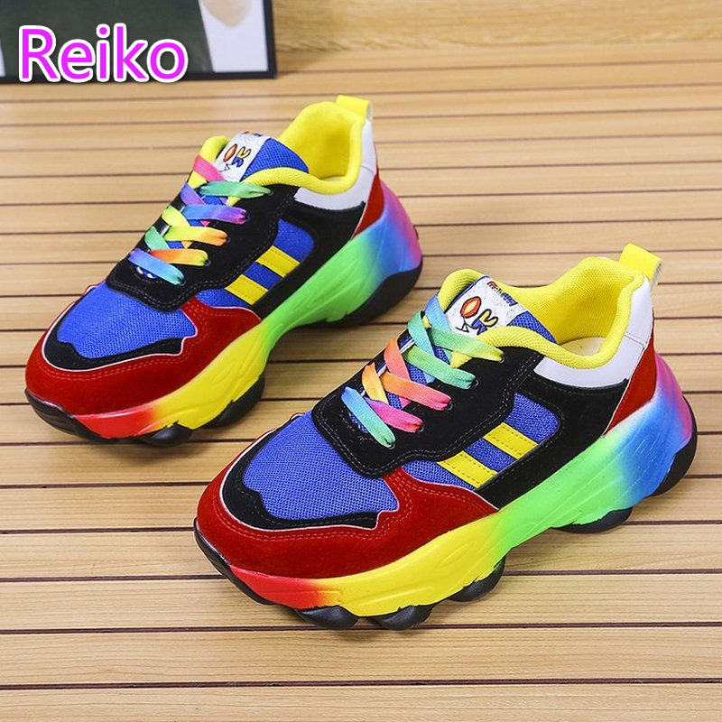 

Dress Shoes Tennis shoes hip-hop style sneakers fall color matching casual personality rainbow bottom women's shoes basketball shoes 230320, Blue