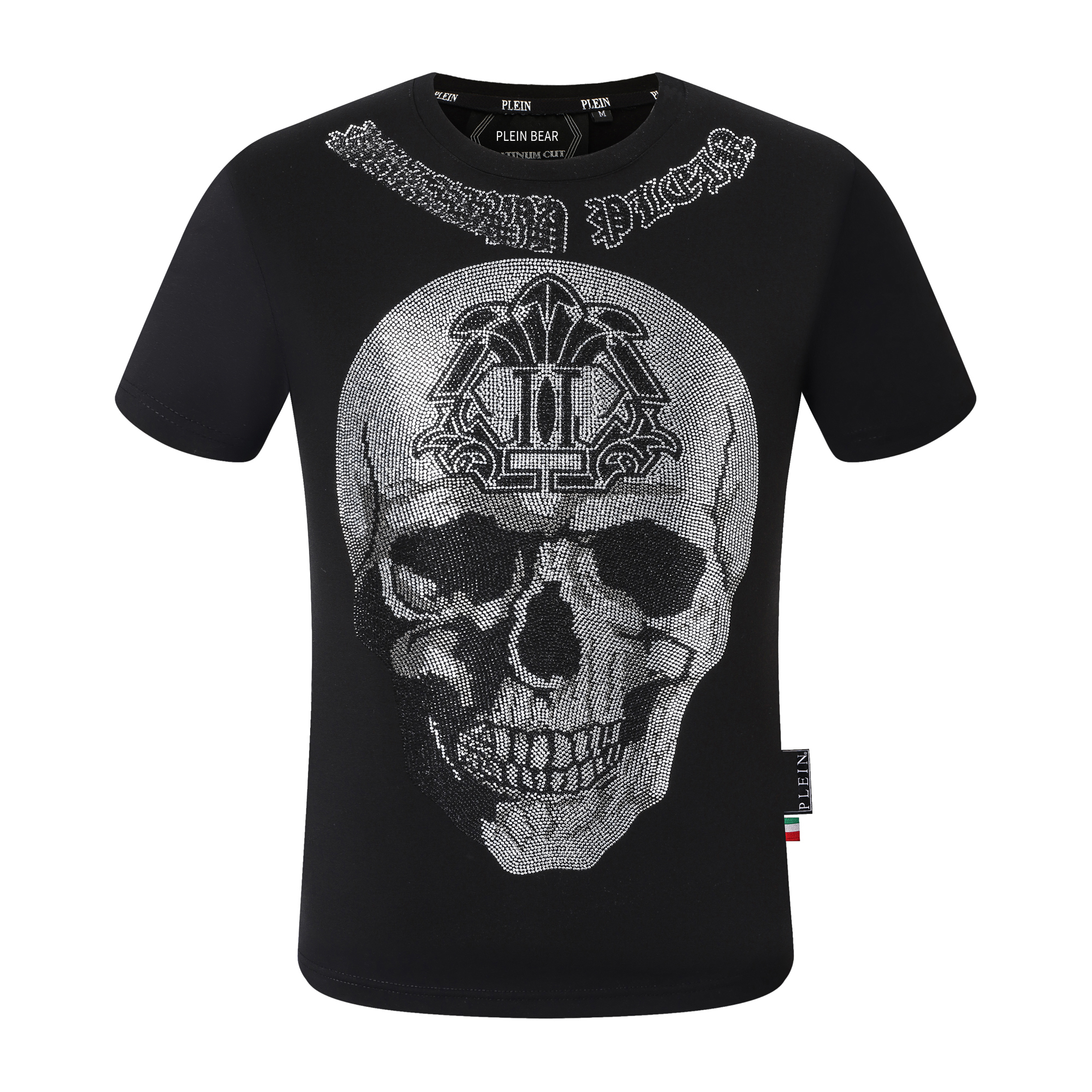 

PLEIN BEAR T SHIRT Mens Designer Tshirts Brand Clothing Rhinestone PP Skull Men T-SHIRT ROUND NECK SS GOTHIC BANNER PLEIN WITH CRYSTALS Tshirt Top Tees 161702, White