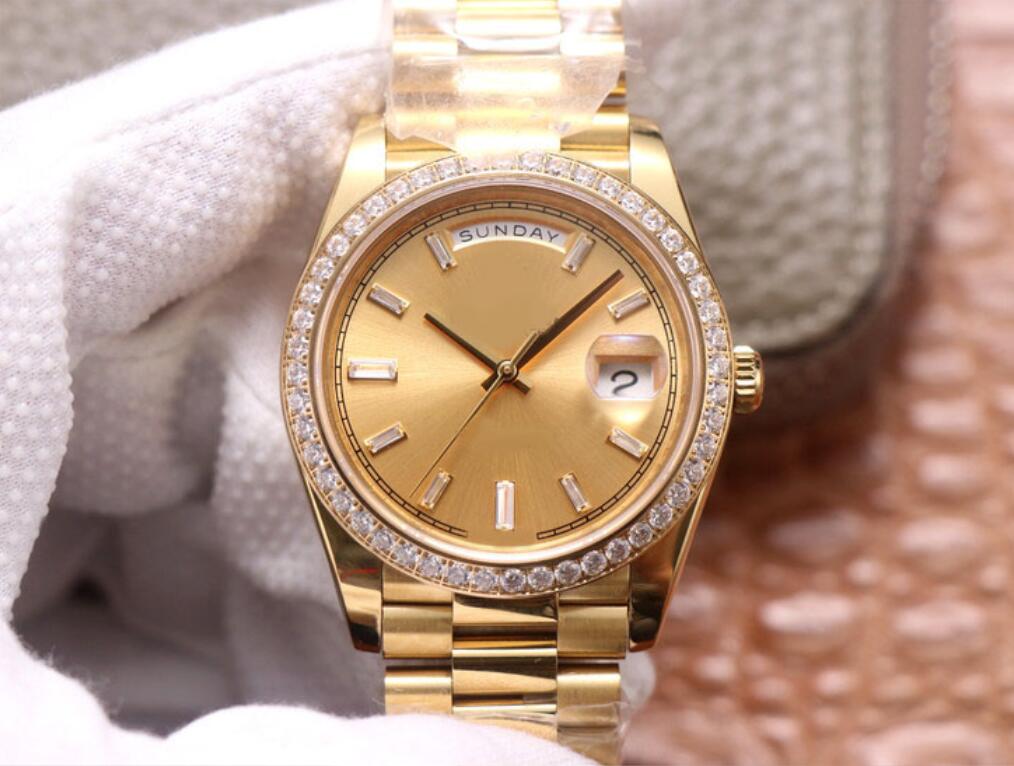 

2023 QC check Luxury Wristwatch 18kt GOLD 40MM Champagne Dial DIAMOND Bezel Mechanical Automatic Movement Mens Watches