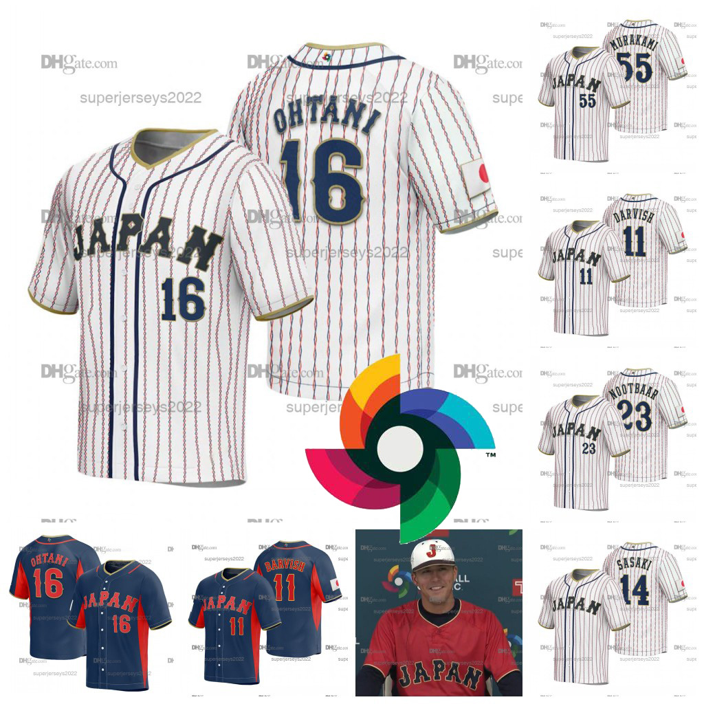 

16 Shohei Ohtani Team Japan 2023 World Baseball Classic Jersey 23 Lars Nootbaar Yu Darvish Munetaka Murakami Roki Sasaki Kazuma Okamoto Seiya Suzuki Yamamoto, 1993-1995 white