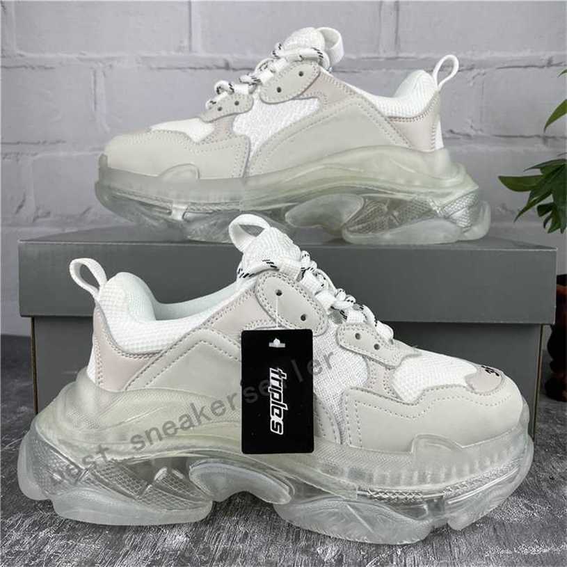 

Paris Casual Shoes Triple S Clear Sole Trainers Dad Shoe Sneaker Black Silver Crystal Bottom Mens Womens Superior Quality ChaussuresC2PA, Grey