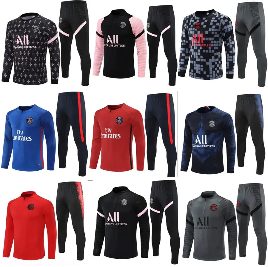 

20 21 22 kids psgs Paris tracksuits training chandal mbappe survetement foot tuta jacket retro futbol Soccer football men kit, 16