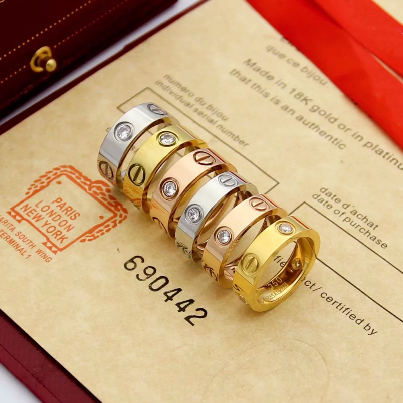 

love ring designer rings for women gold diamond gift anniversary stainless Steel silver cart plated 18k rose never 4mm 5mm 6mm engagement wedding gift unisex