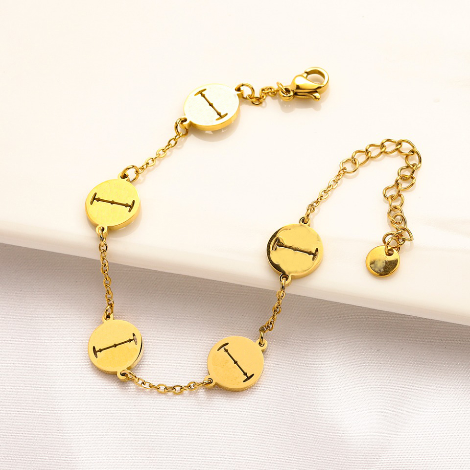 

Classic Bracelets Link Chain Women Brand Letter Bangle 18K Gold Plated Stainless Steel Crystal Lovers Gifts Wristband Cuff Chains Designer Wedding Jewelry MM1821