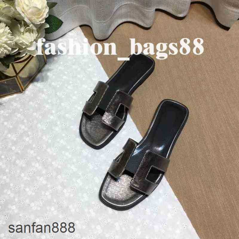 

Original Designer Hemres Slippers H Beach Famous Brand Classic Flat eel Summer Fashion Outdoor Flops Leather Lady Slides Women Shoe KVOR With logo 868T, #19