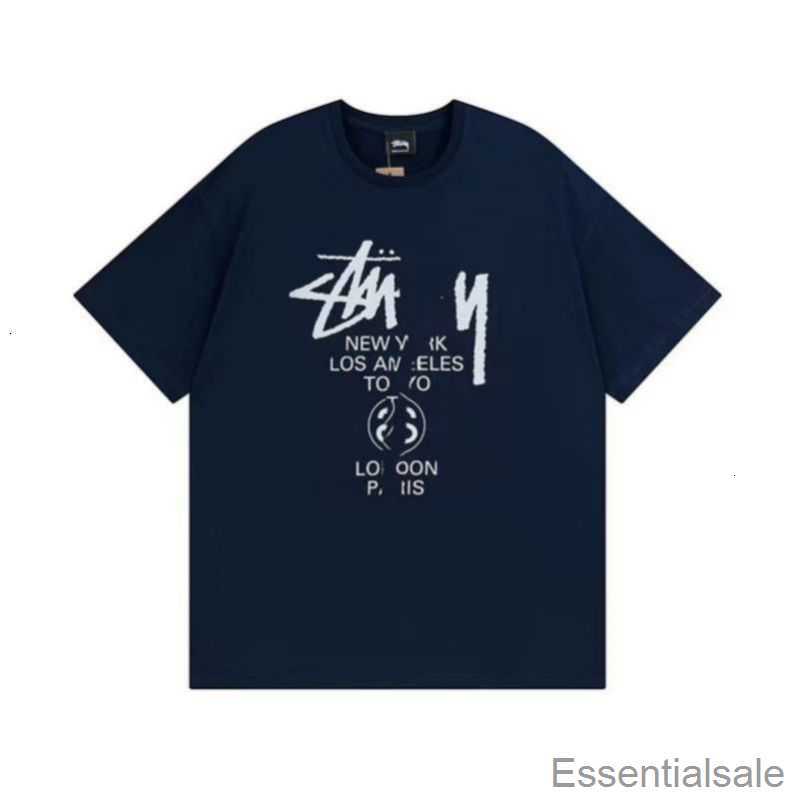 Designer Luxury Fashion Brand Stussys Classic Mens and Womens t Shirt Dice Pattern Printed Alphabet Summer High Street Trend Tees for Men Pwu2
