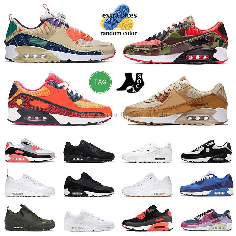 

wholesale Running Shoes Mens Womens Sports 90 90s Black White Mesh Caramel Trail Team Gold Camo Dia de los Muertos Solar Flare Yellow Sneakers Trainers Big Size 12 13, A1 triple white leather 36-46