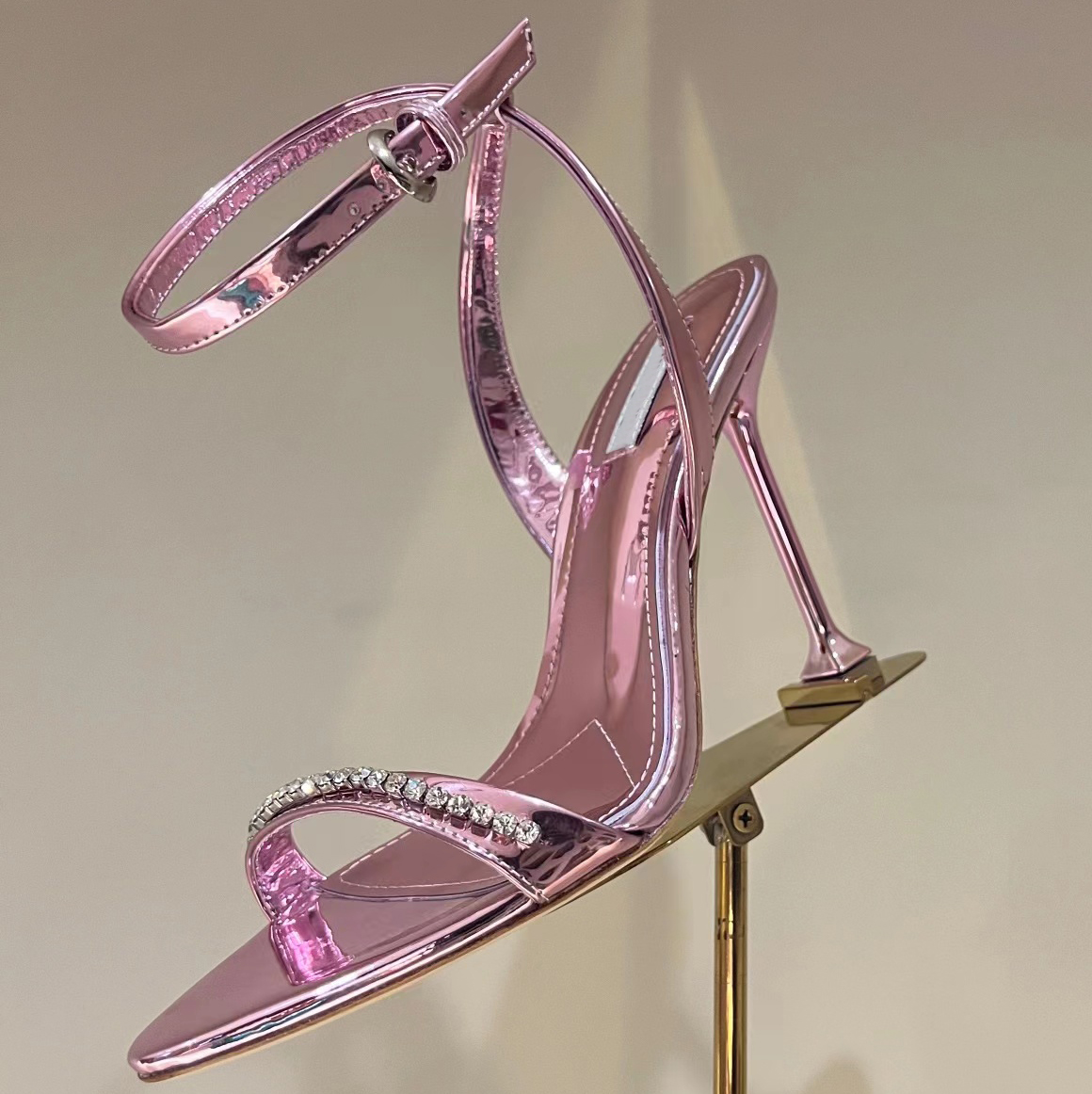 

Designer Sandals Fashion High Heels Women Pointed Party Shoe Bright Lacquer Leather Rhinestone Decoration 10.5CM Sexy Casual Dress Shoes, Blue